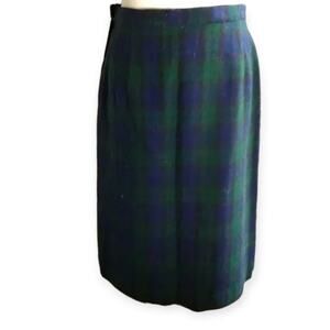Pendleton Wool Classic Blue & Green Plaid Skirt - see measurements